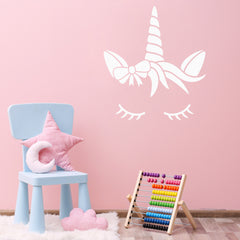 CraftStar Sleeping Unicorn Wall Stencil in Pink Child's Bedroom