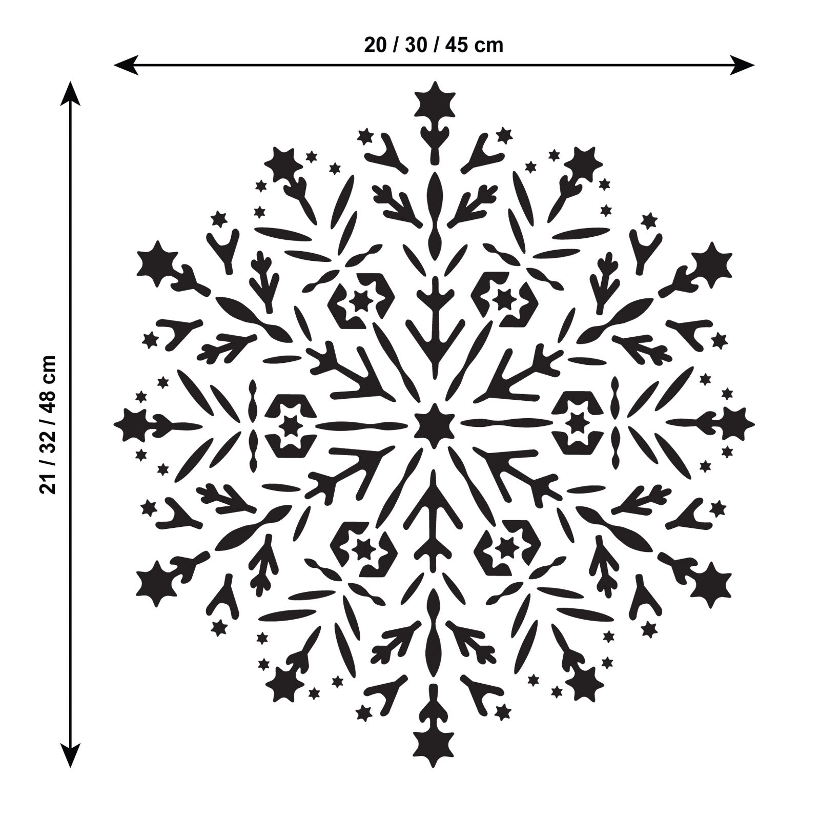 CraftStar Snowflake Mandala Stencil Size Guide