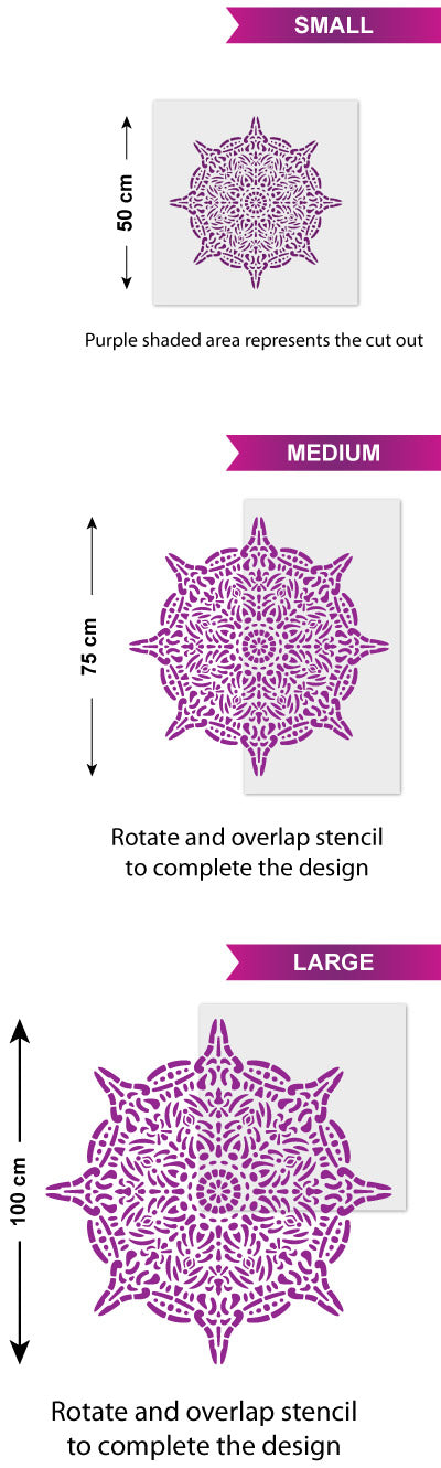 CraftStar Spirit Mandala Stencil Size Guide