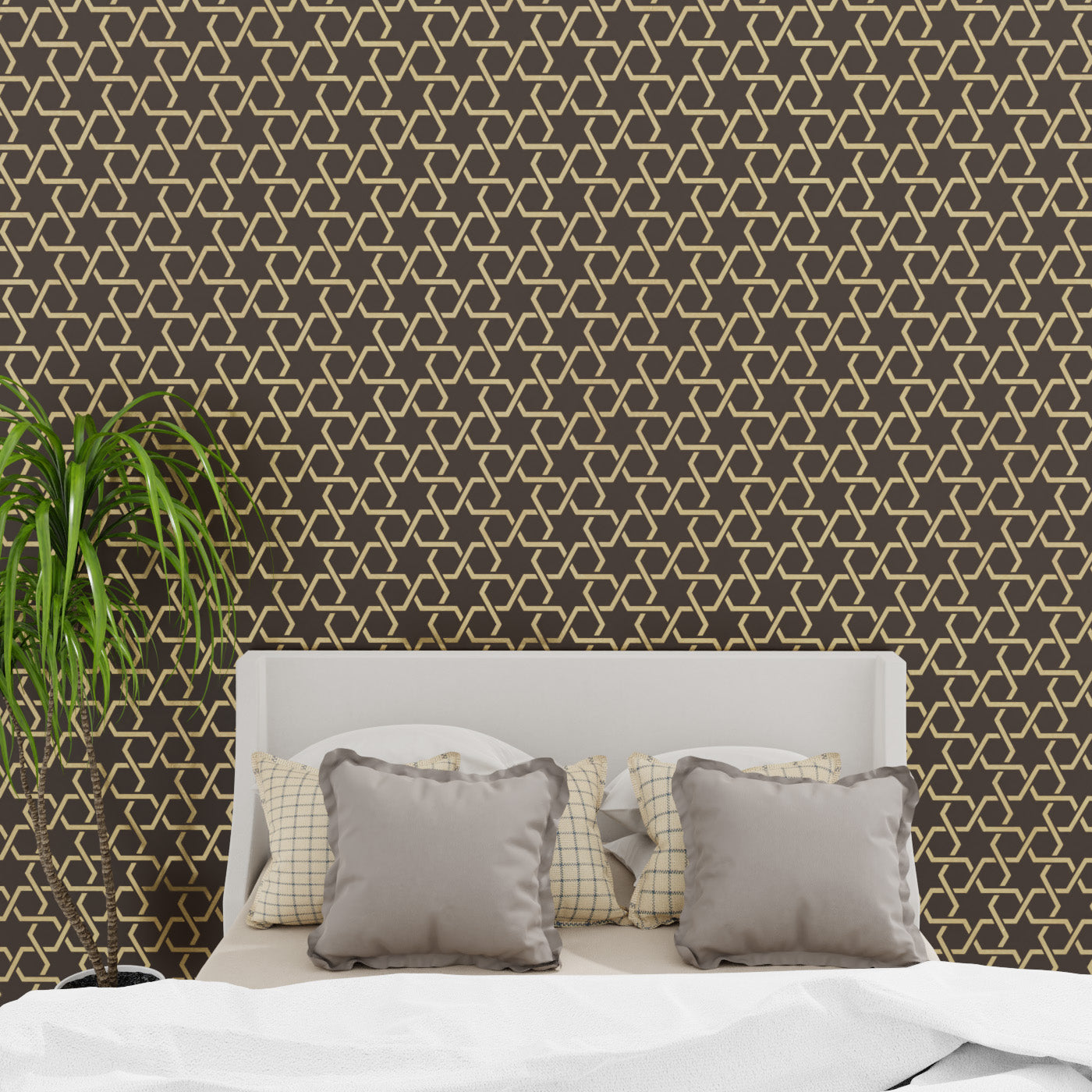 CraftStar Moroccan Star Lattice Stencil - Geometric Repreating Pattern on Bedroom Wall