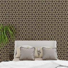 CraftStar Star Lattice Wall Stencil in gold on bedroom wall