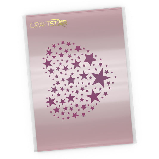 Star Pattern Heart Stencil - Craft Template