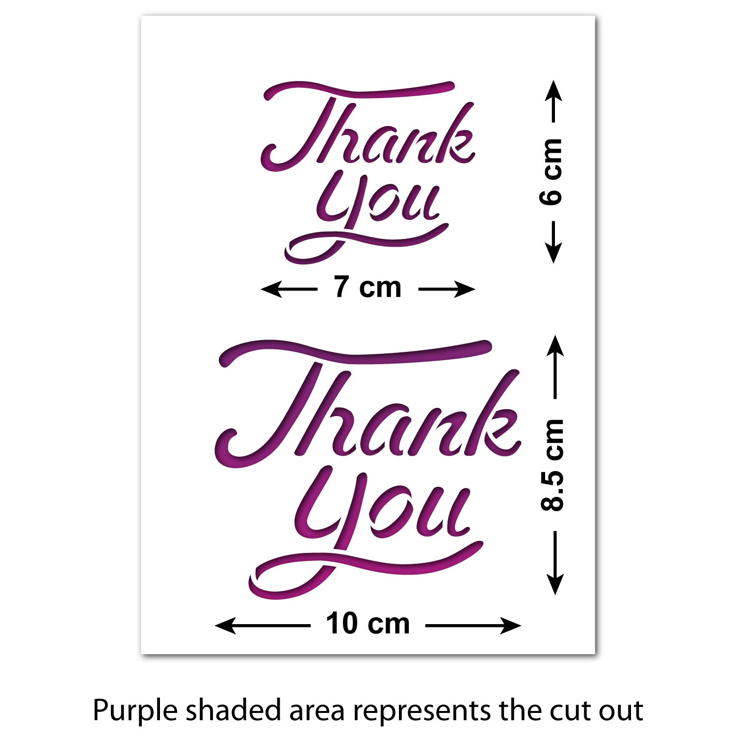 CraftStar Thank You Stencil Set Size Guide