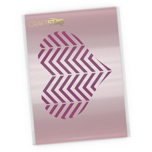 Chevron Pattern Heart Stencil - Craft Template