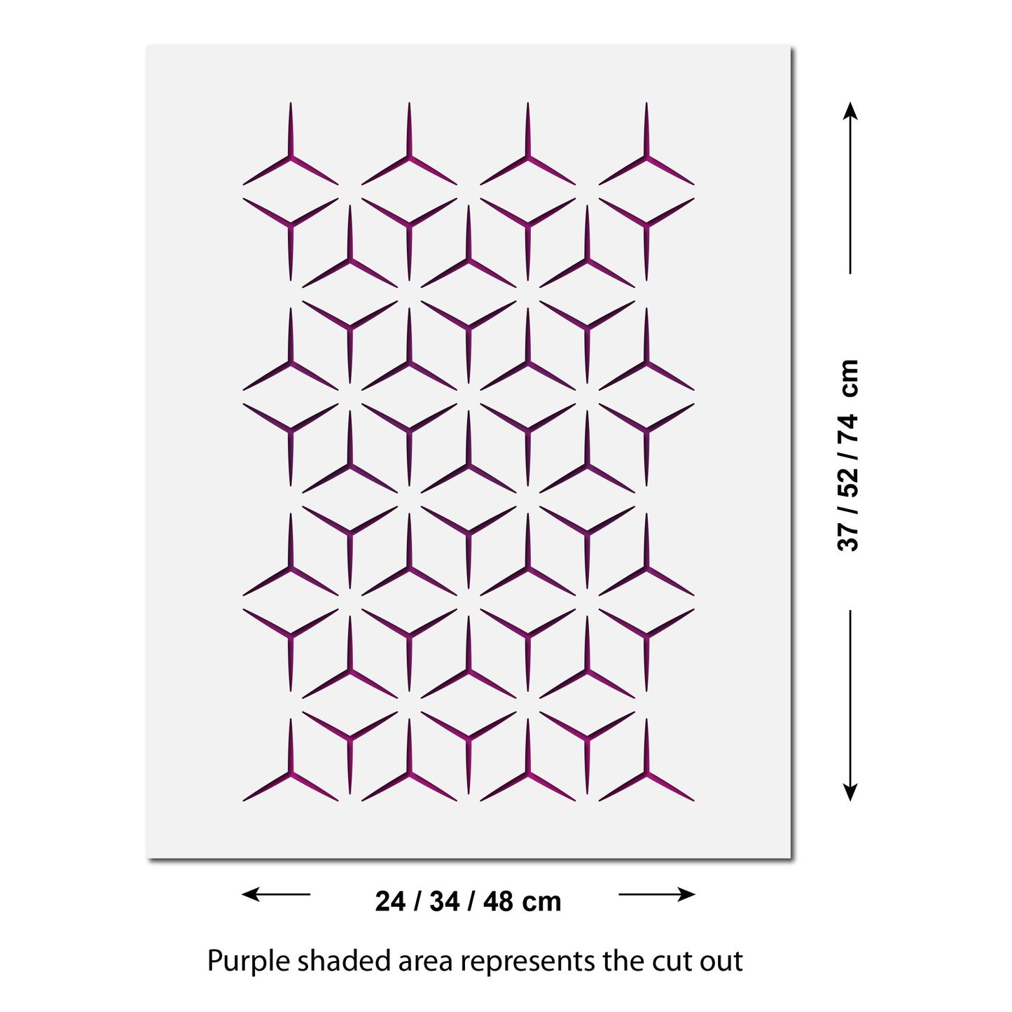 CraftStar Abstract Cubes Stencil Size Guide