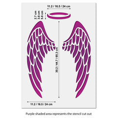 CraftStar Angel Wings Stencil size guide