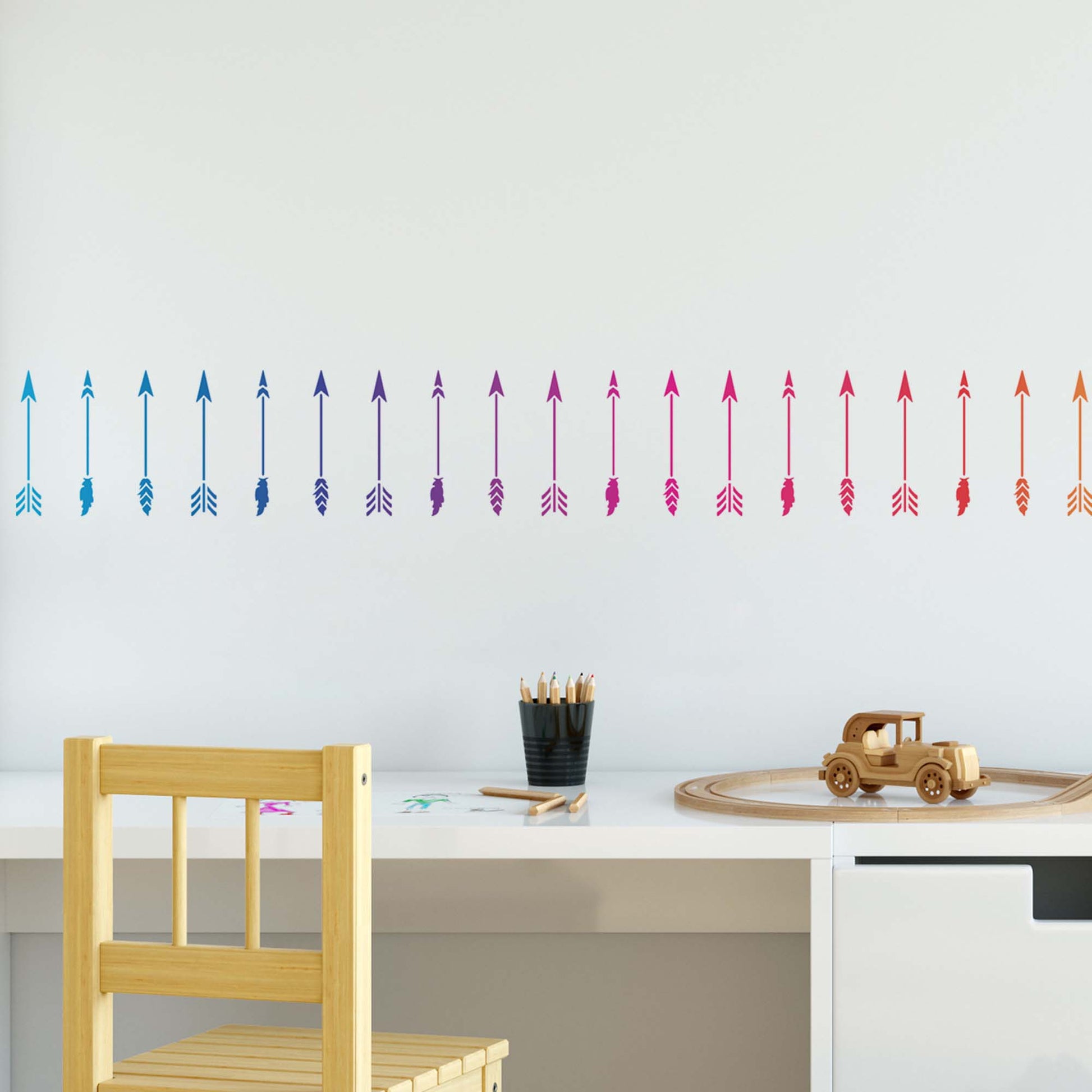 CraftStar Boho Arrows Border Stencil Painted in rainbow colours