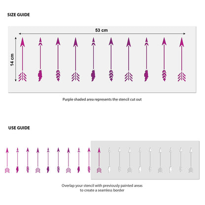 CraftStar Boho Arrows Border Stencil Size Guide