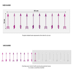 CraftStar Boho Arrows Border Stencil Size Guide