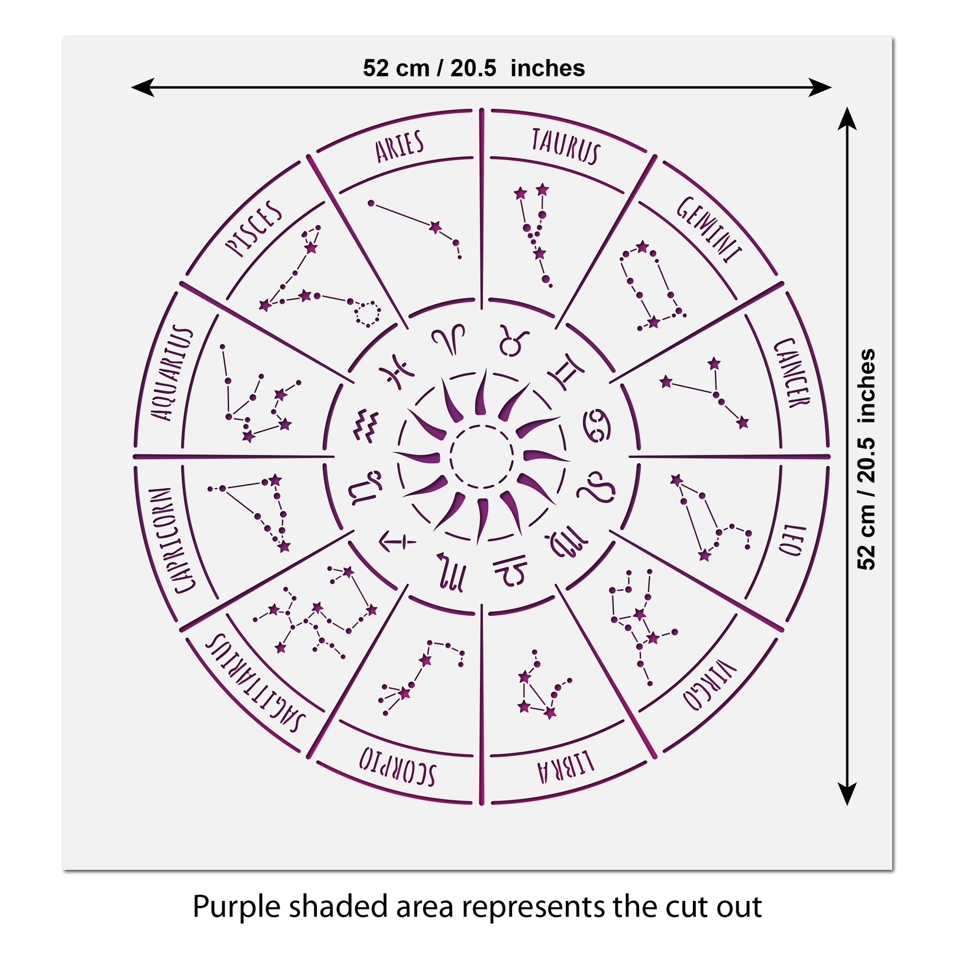 CraftStar Astrology Wheel Stencil size guide