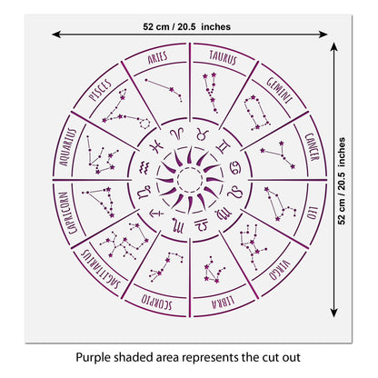 CraftStar Astrology Wheel Stencil size guide