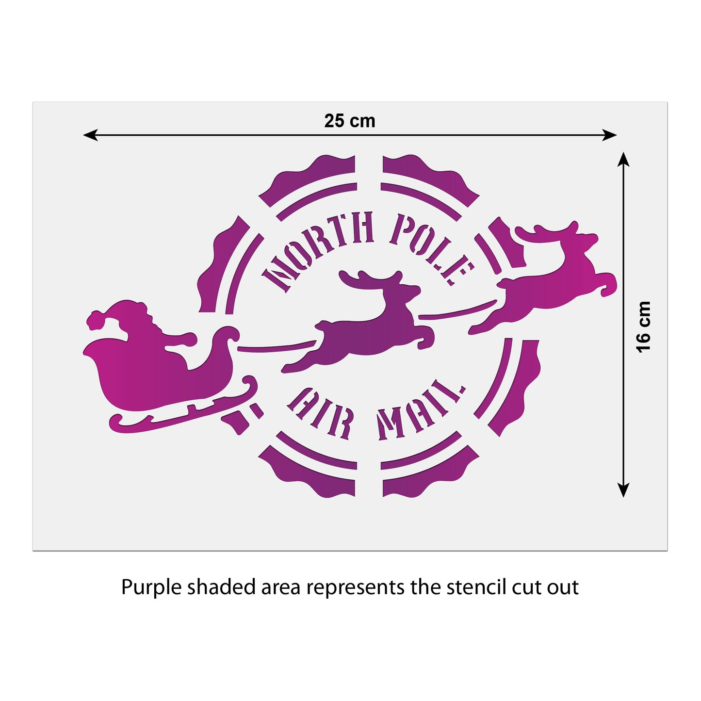 CraftStar Christma Postmark Stencil size guide