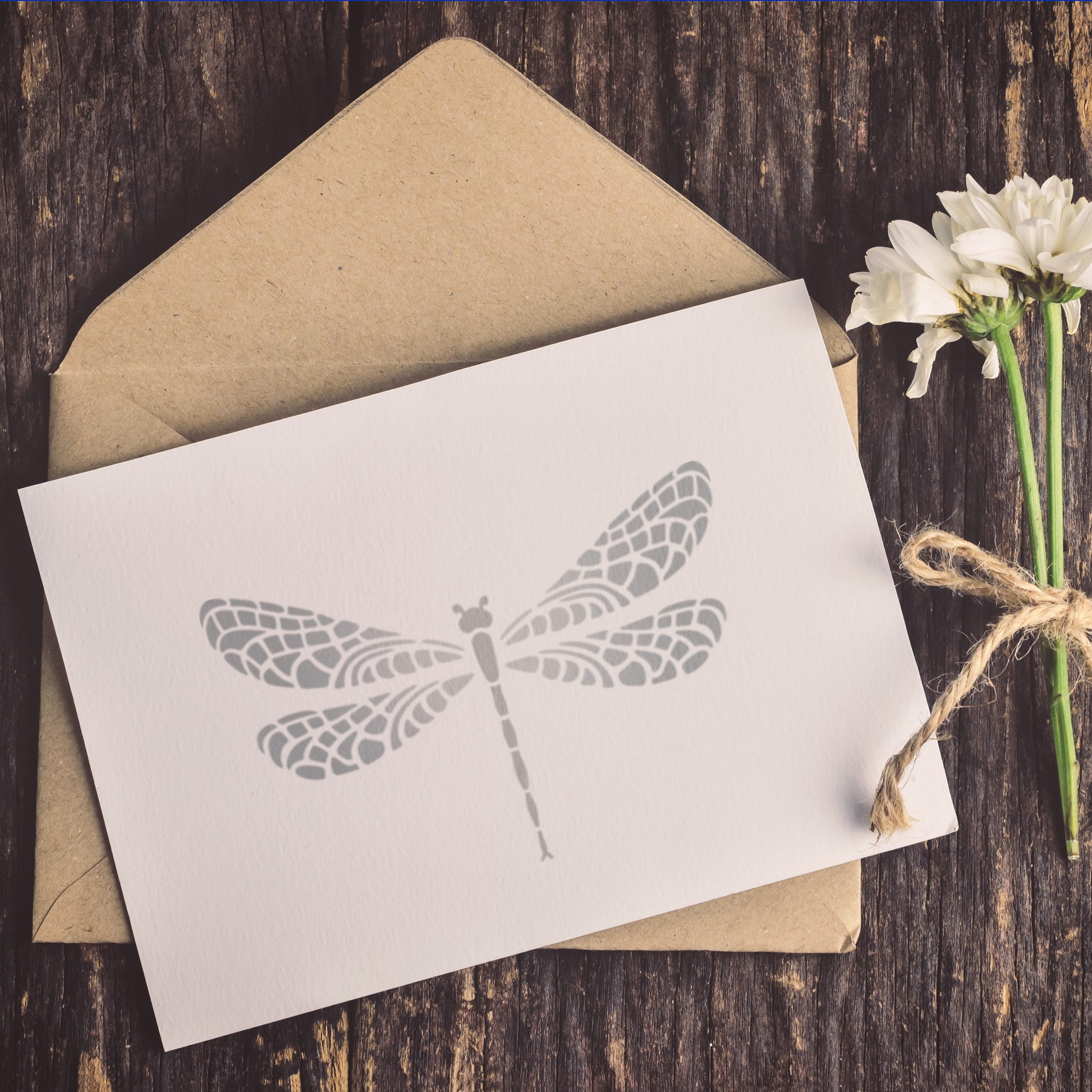 CraftStar Dragonfly Stencil on card