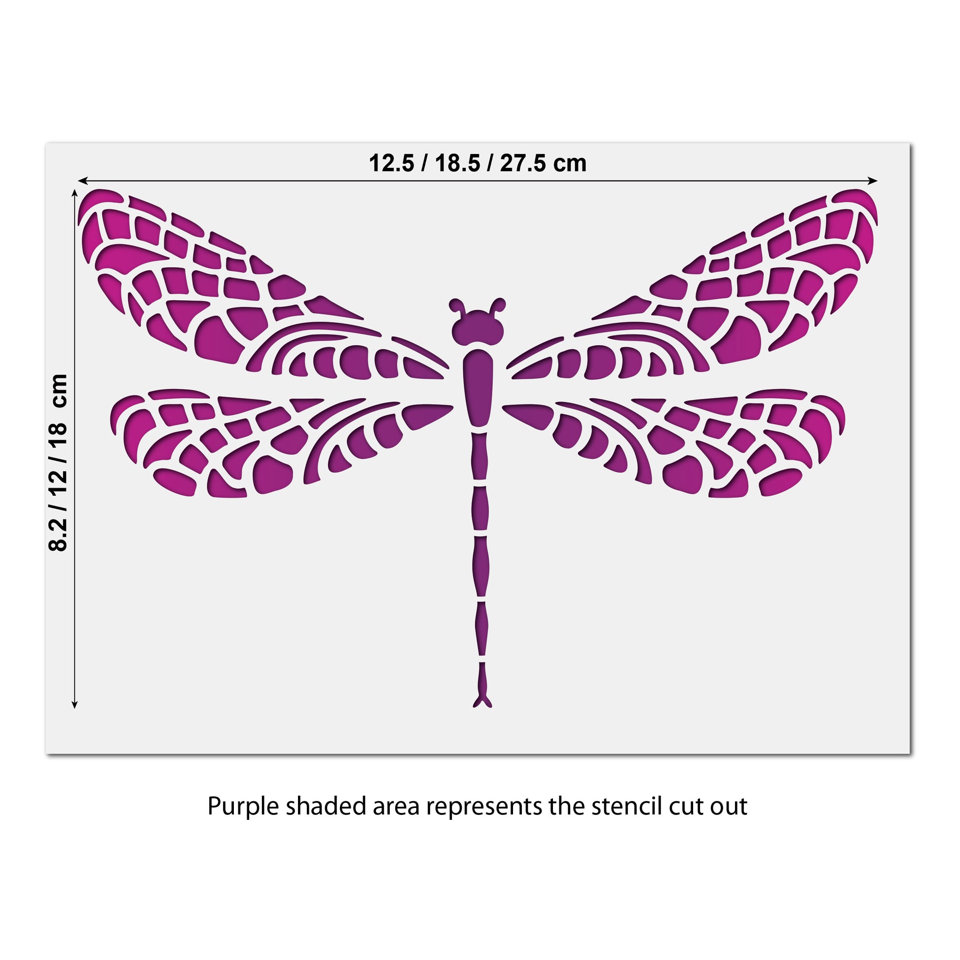 CraftStar Dragonfly Stencil size guide