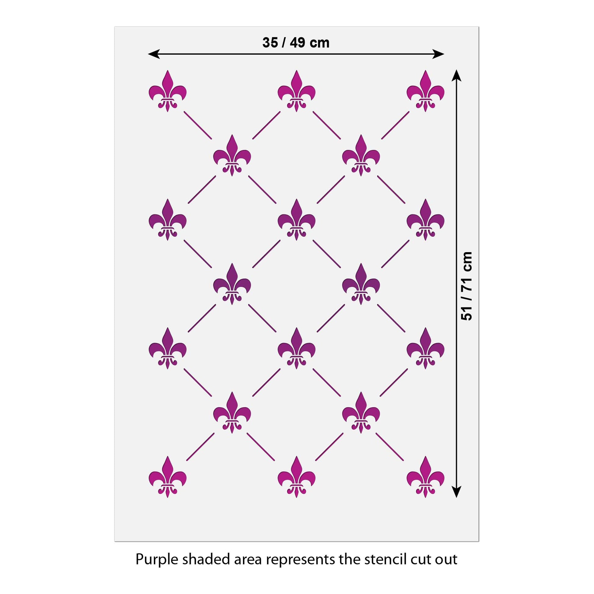 CraftStar Fleur De Lys Lattice Stencil Size Guide