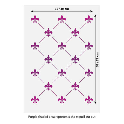 CraftStar Fleur De Lys Lattice Stencil Size Guide