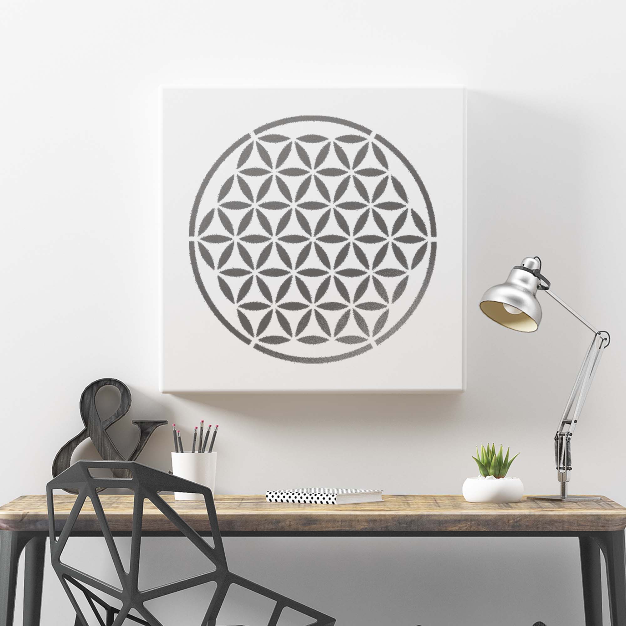 CraftStar Flower of Life Stencil painted on canvas