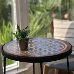 CraftStar Flower of Life Stencil Used to Upcycle Table