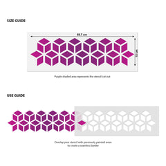 CraftStar Cube Pattern Border Stencil Size Guide