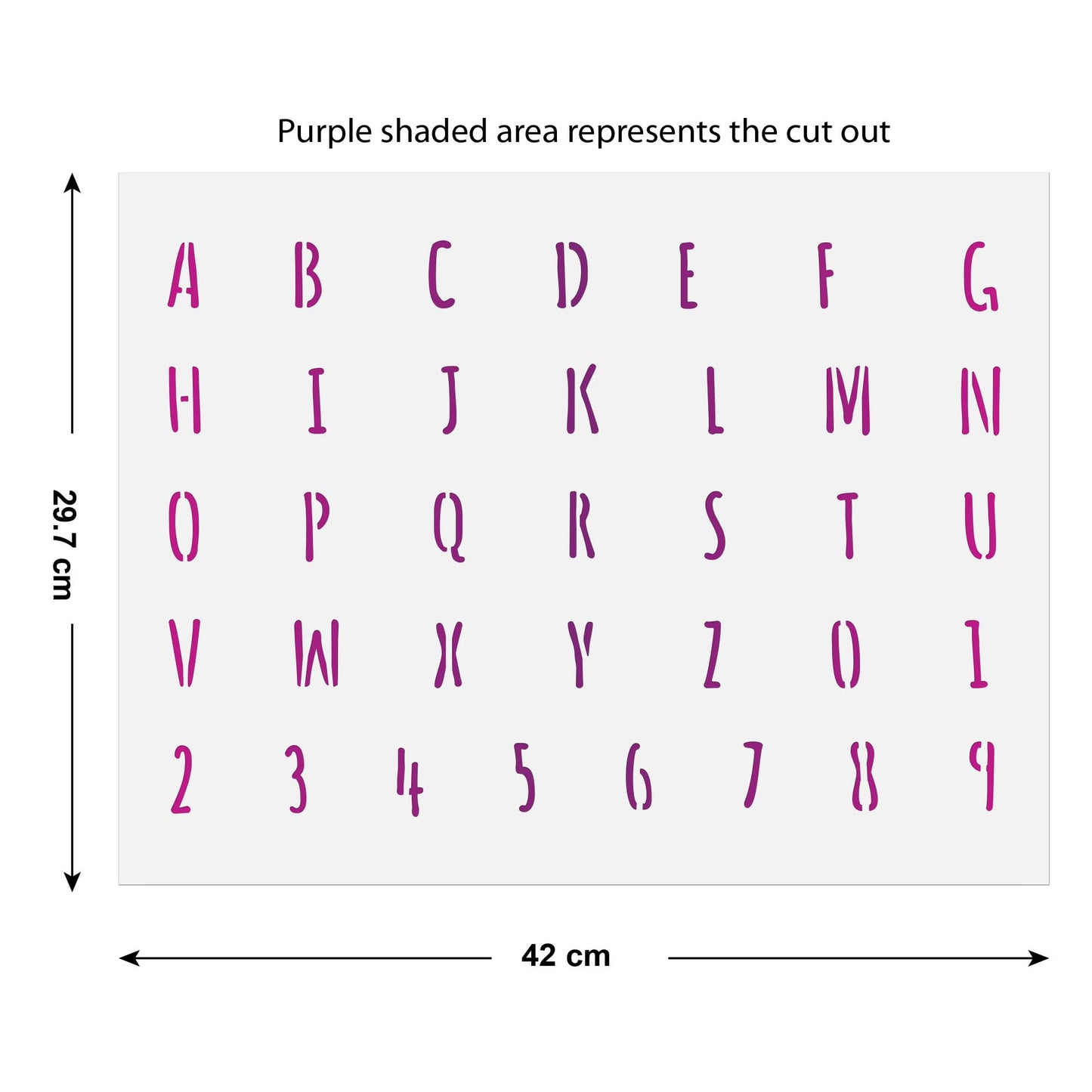 CraftStar Large Handwriting Font Alphabet Stencil  SIze Guide