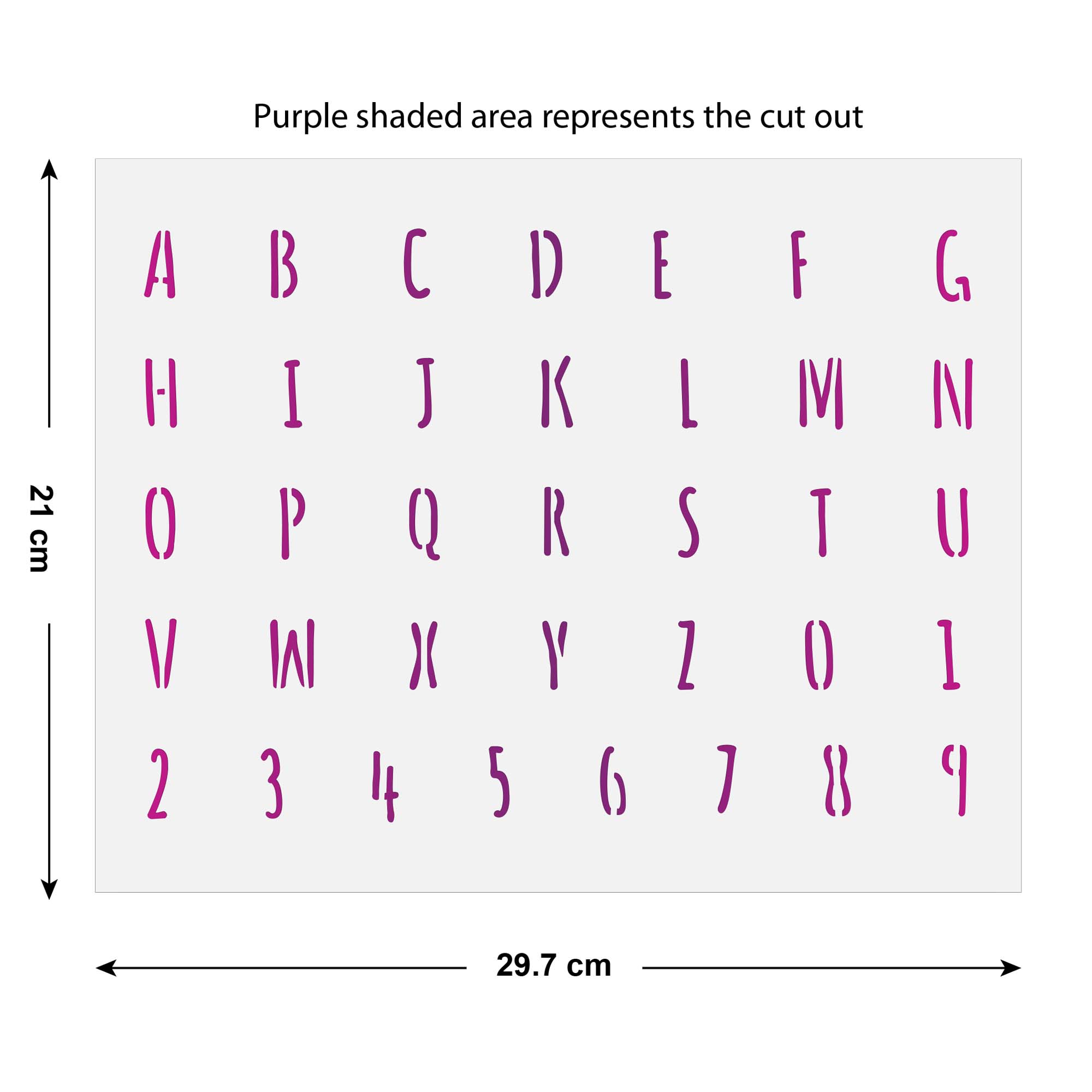 CraftStar Alphabet Stencil A4 size guide