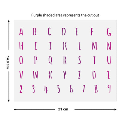 CraftStar Alphabet Stencil A5 size guide