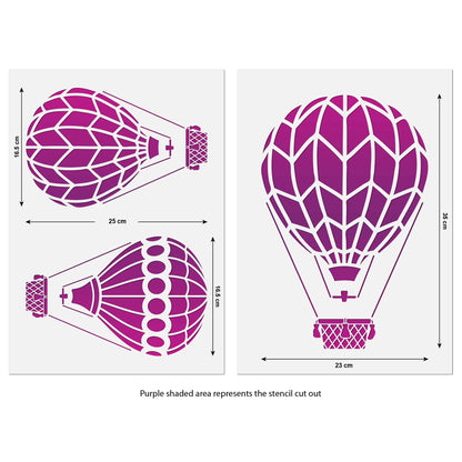 CraftStar Hot Air Balloon Stencil Set Size Information