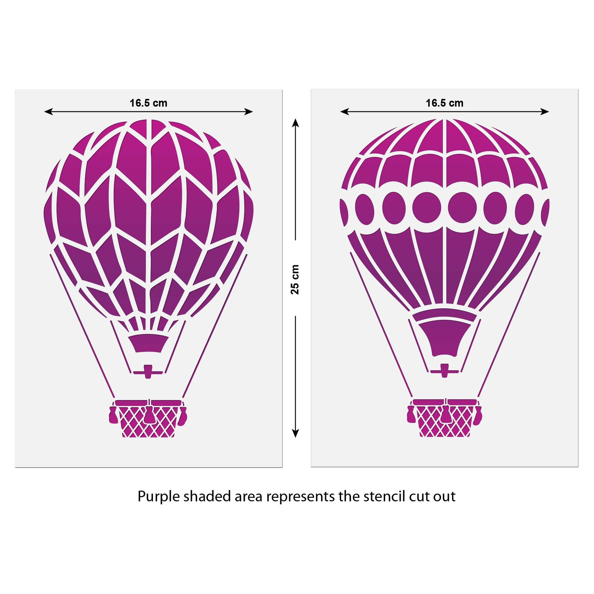 CraftStar Small Hot Air Balloon Stencil Set size guide