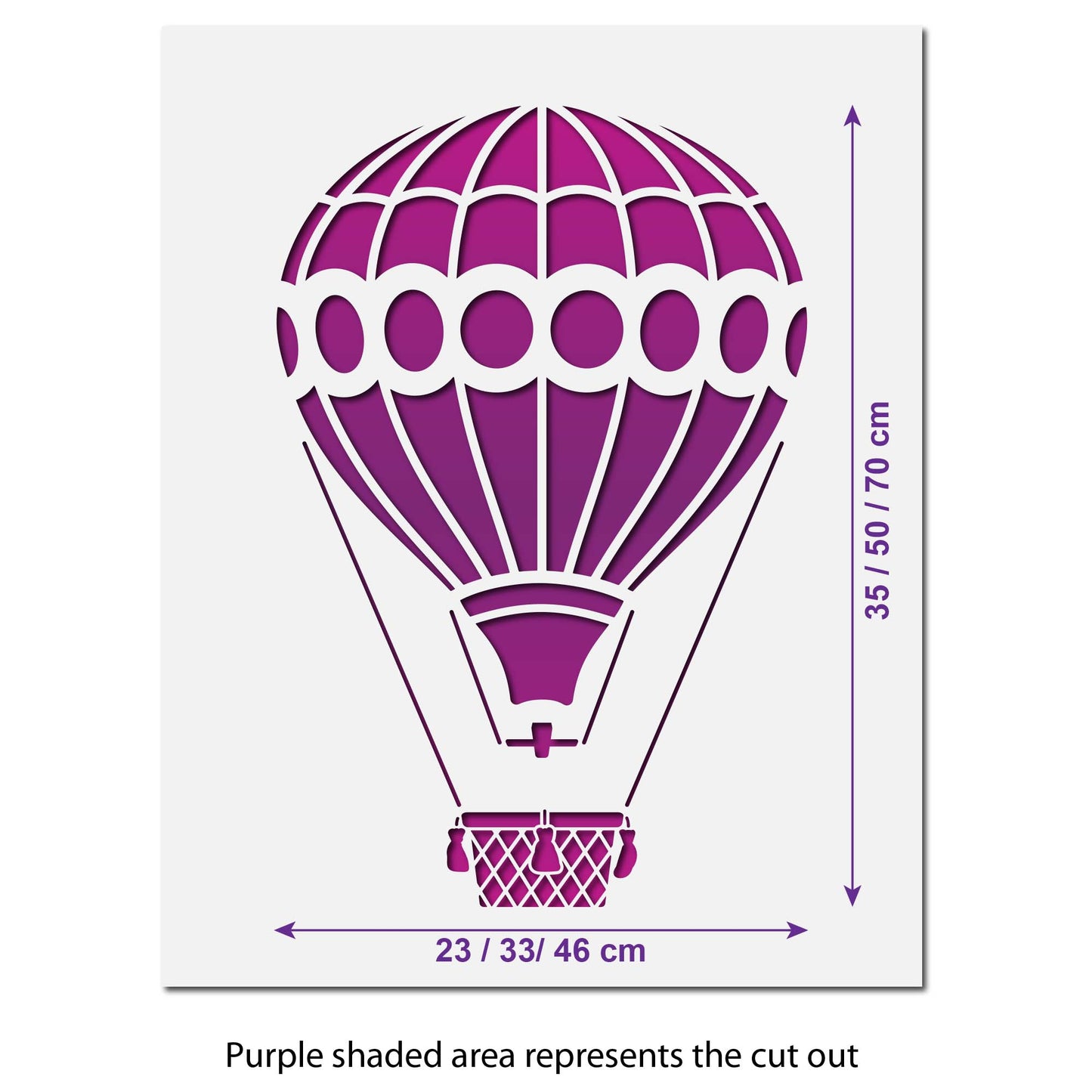 CraftStar Large Hot Air Balloon Stencil Size Information