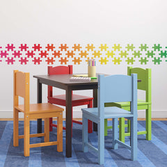 CraftStar Jigsaw Pattern Border Stencil painted in rainbow colours