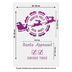 CraftStar Large Christmas Postmark Stencil Template for Santa Sack Size Guide