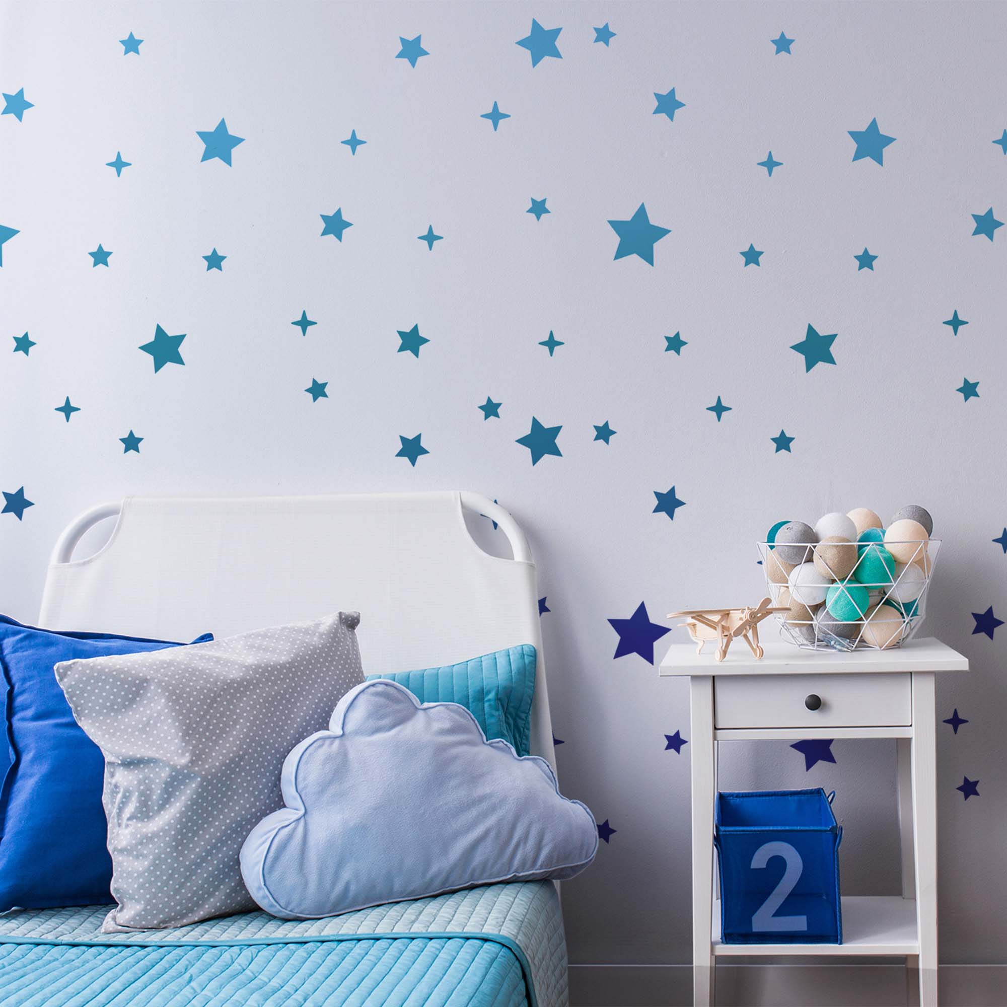 CraftStar Starry Night Wall Stencil Painted in Blues