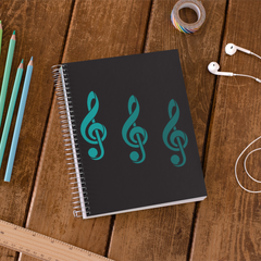 CraftStar Treble Clef Stencil used to decorate notebook