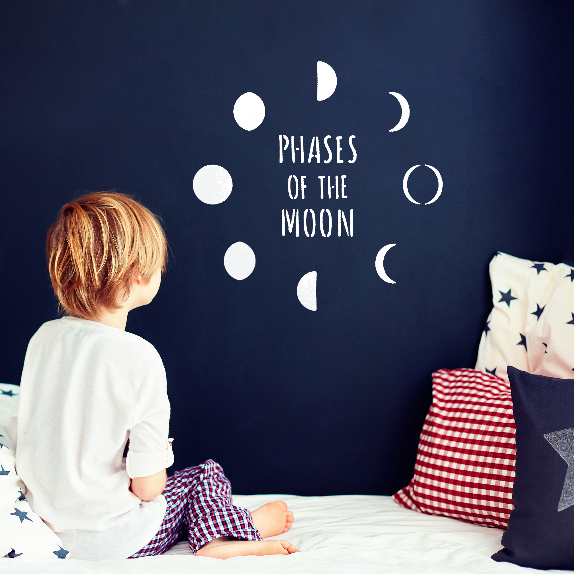 CraftStar Phases Of The Moon Stencil painted on  wall