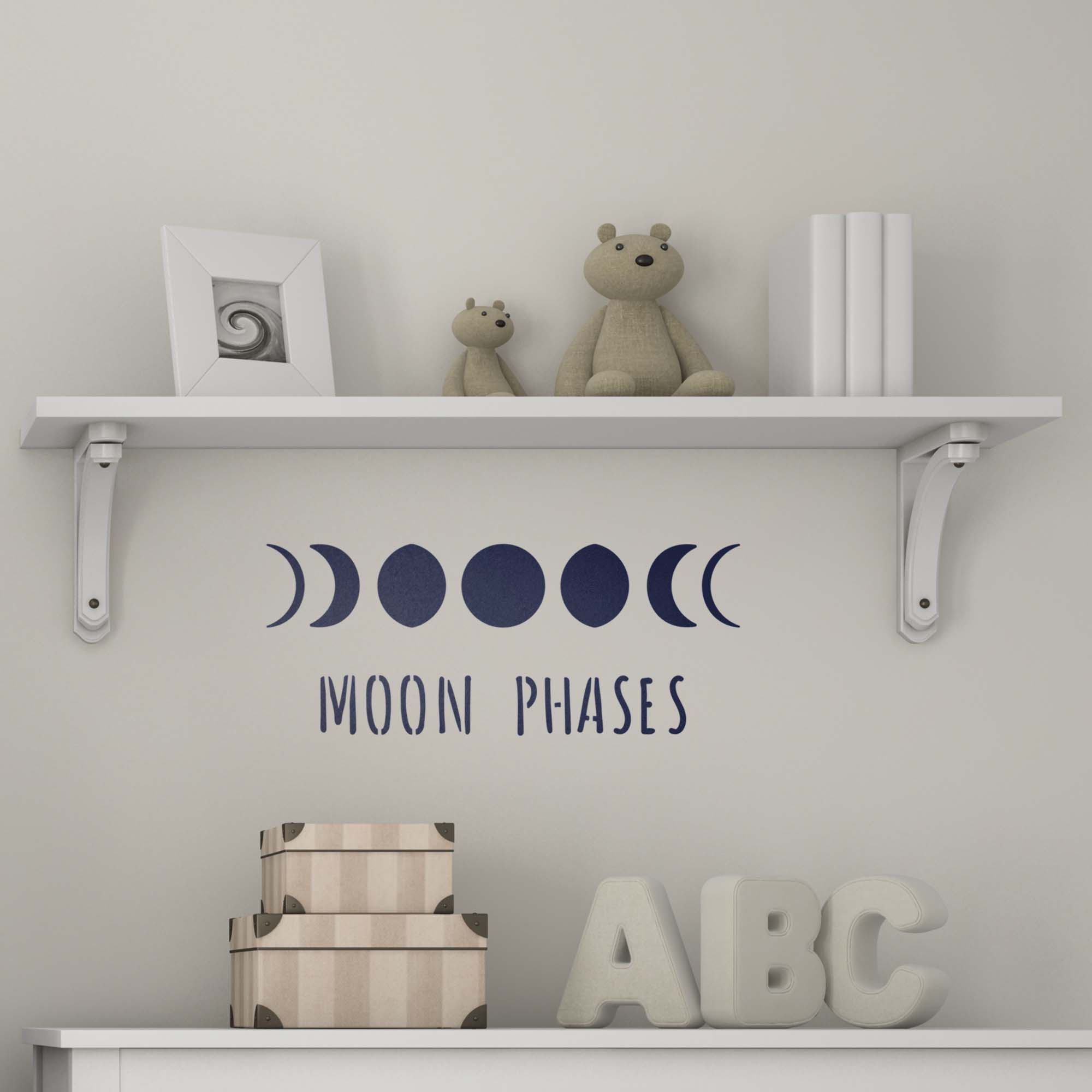 CraftStar Phases Of The Moon Stencil painted on nursery wall