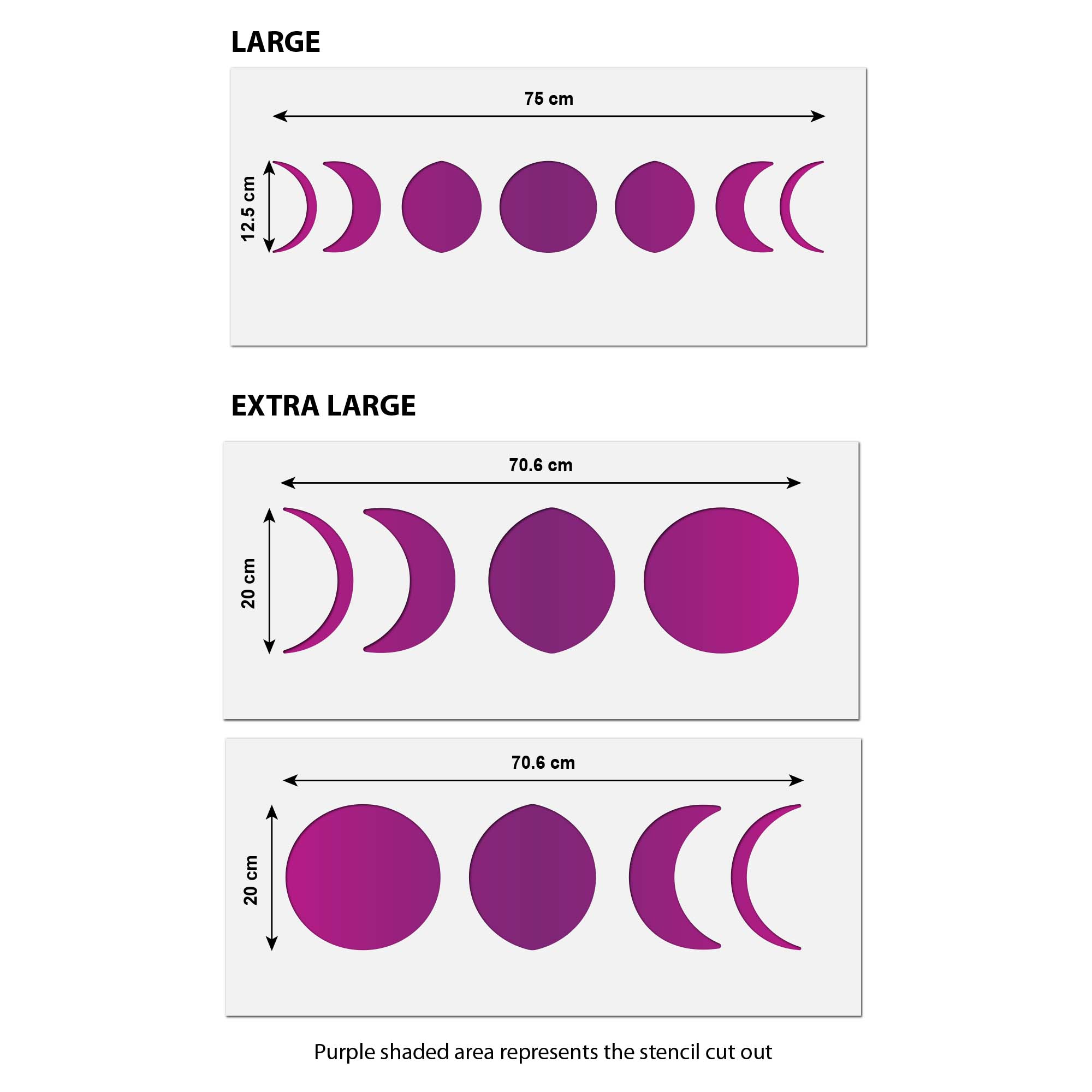 CraftStar Large Phases of The Moon Wall Stencil Size Guide