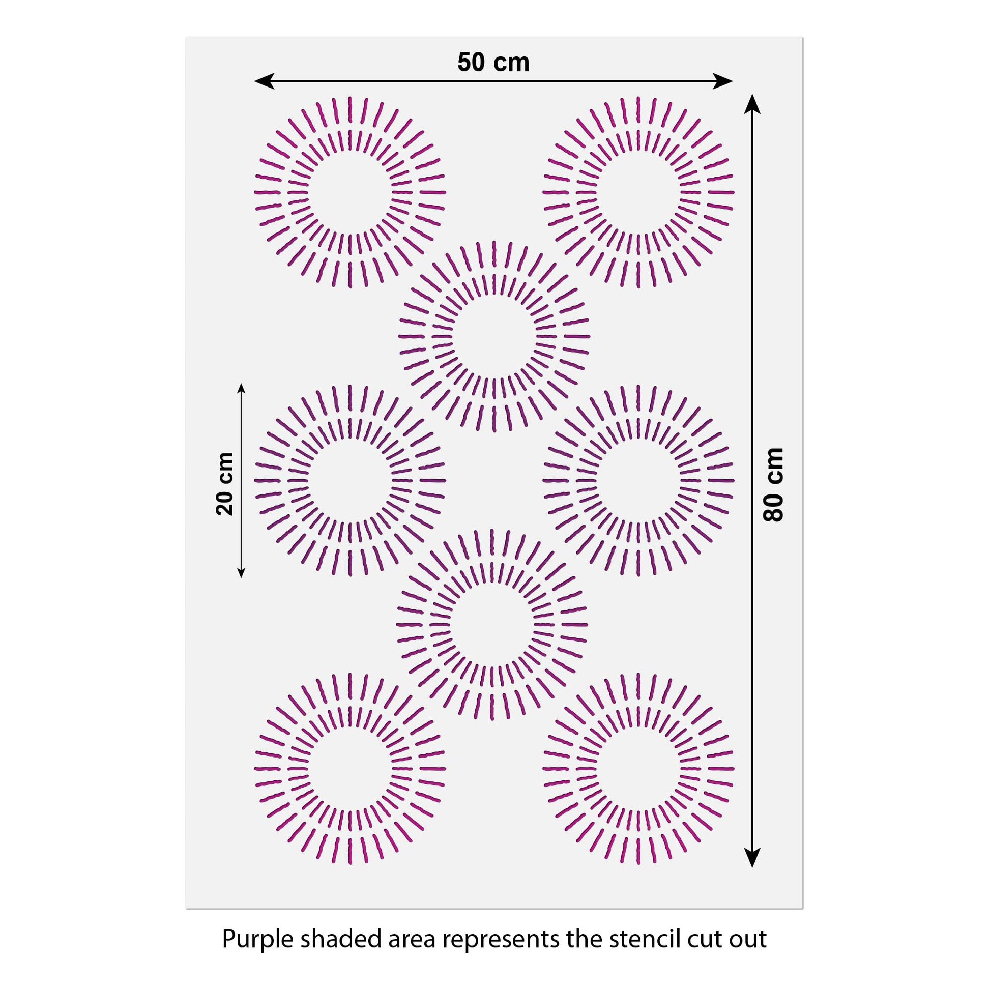 CraftStar Rustic Circles Pattern Stencil Size Guide