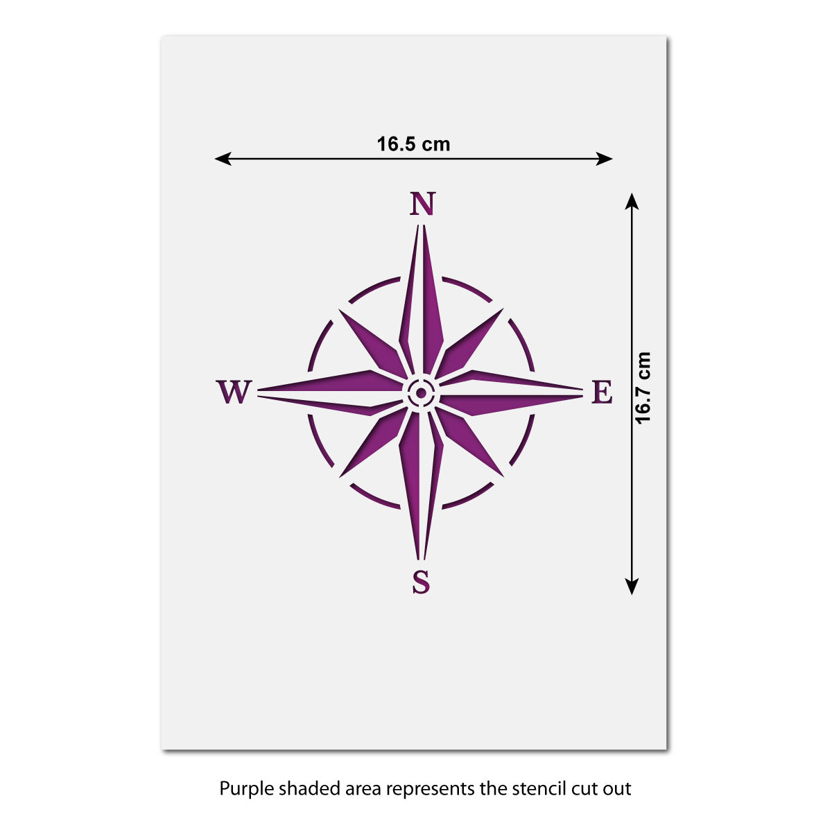 CraftStar Compass Stencil - Size Guide