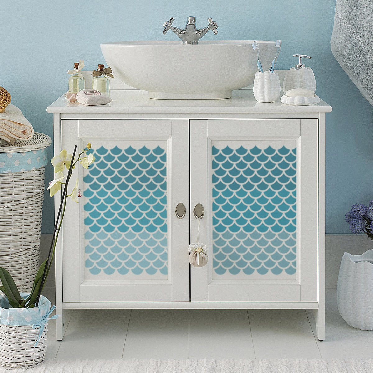 Craftstar Mermaid Scales Stencil on furniture