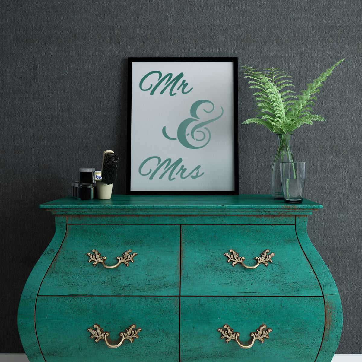 CraftStar Mr & Mrs Stencil in frame