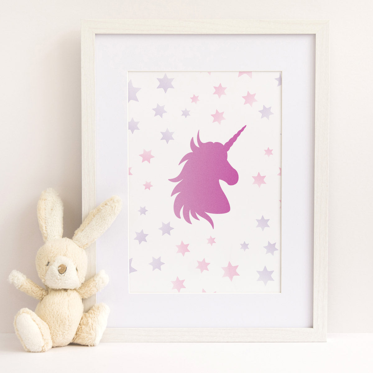 CraftStar Unicorn and Stars Stencil as a framed print
