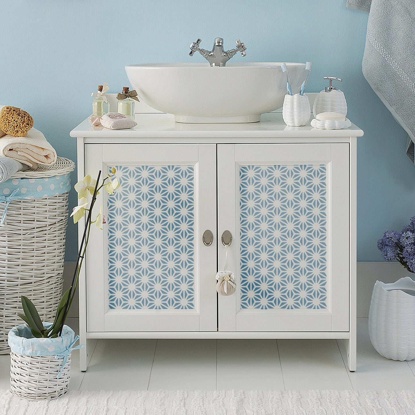CraftStar Asanoha Large Pattern Stencil on furniture
