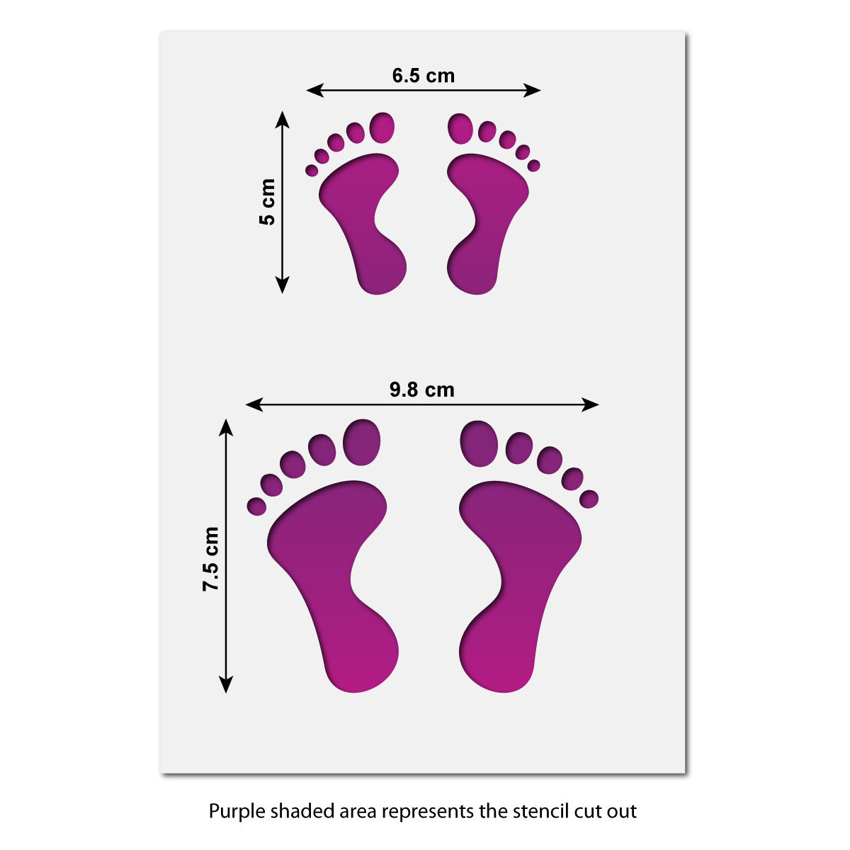 CraftStar Baby Footprint Stencil - Size Guide