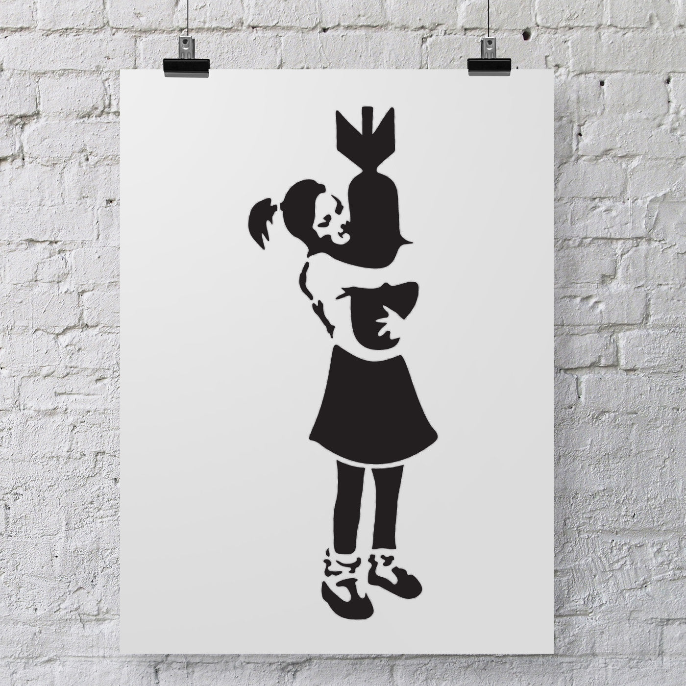 CraftStar Banksy Bomb Hugger Girl Stencil on Poster