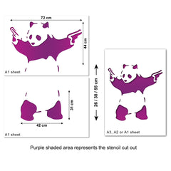 CraftStar Banksy Panda Wall Stencil - Size Guide