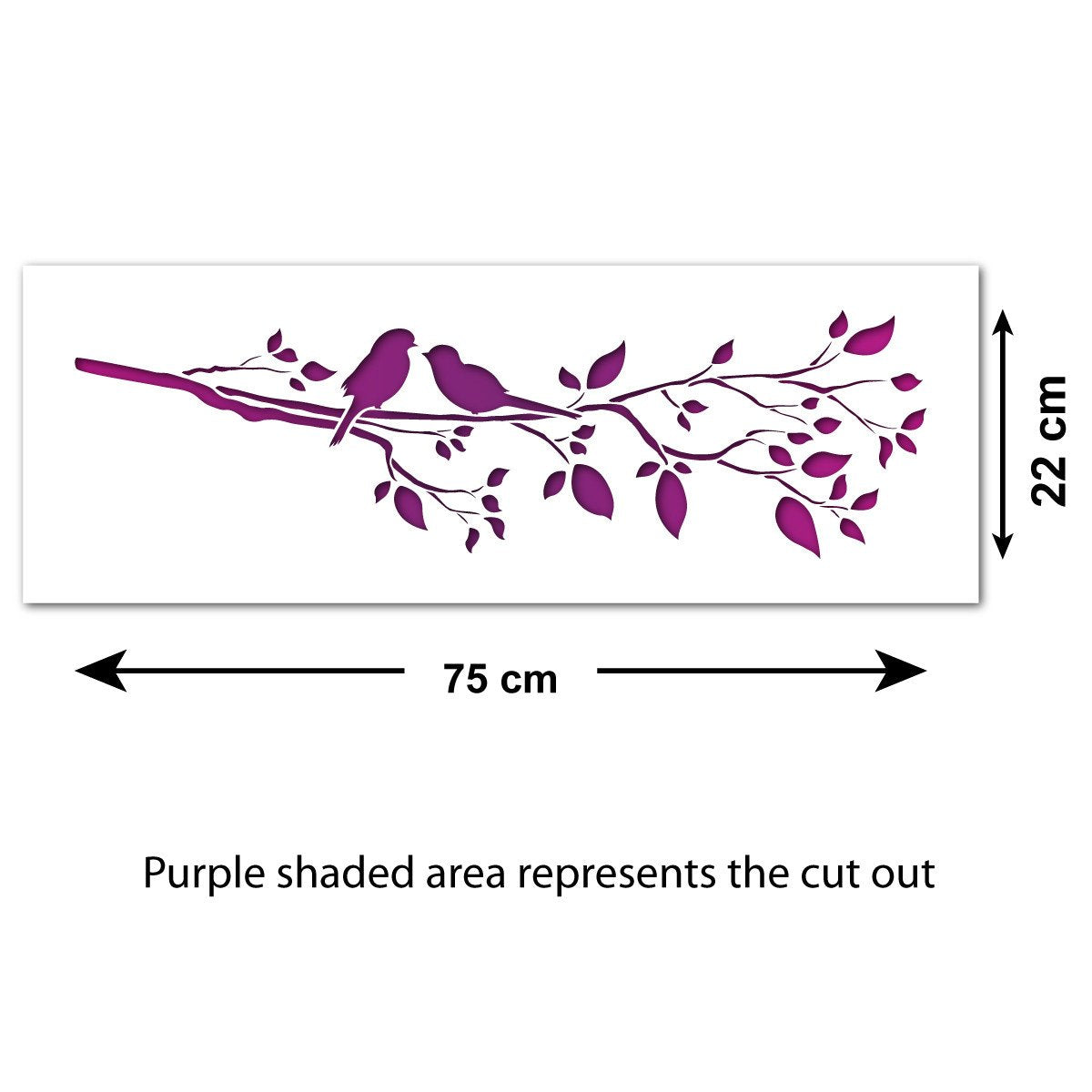 CraftStar Birds On A Branch Wall Stencil - Size Guide