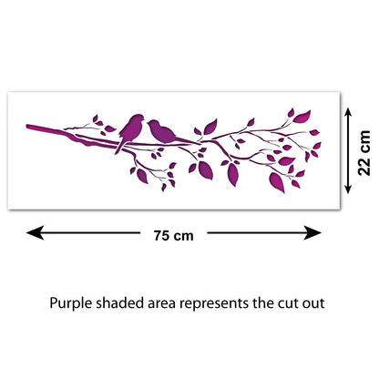 CraftStar Birds On A Branch Wall Stencil - Size Guide