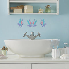 CraftStar Butterflies Stencil Set on Bathroom Wall
