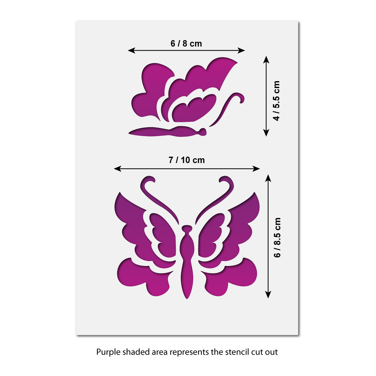CraftStar Butterflies Stencil Set Size Guide
