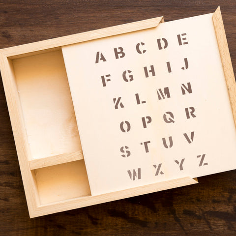 CraftStar Classic Bold Font Alphabet Stencil on Wooden Box